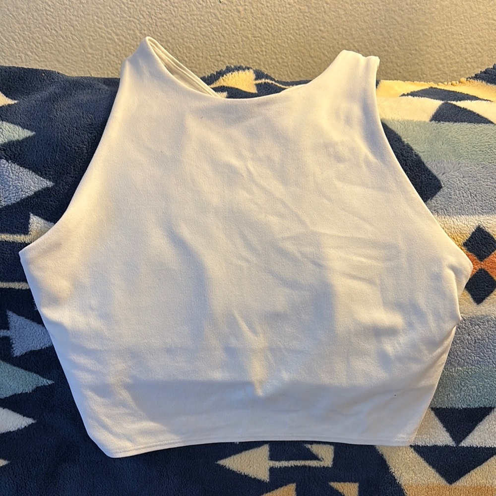 Athleta White Fitted Sleeveless Crop Top